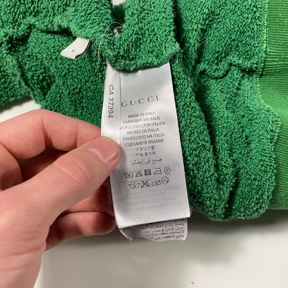 Gucci "Blind For Love" Pullover Terrycloth Hoodie Green Men's size Small - Picture 10 of 16